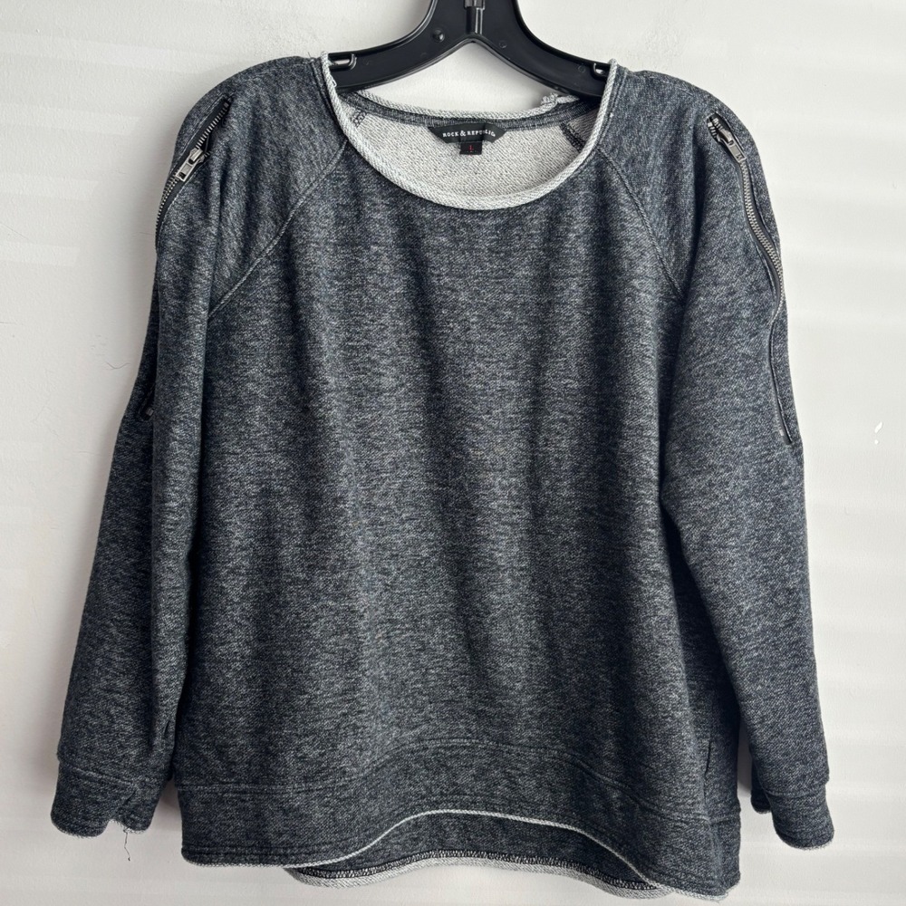 Rock & Republic Gray Sweatshirt Women Large